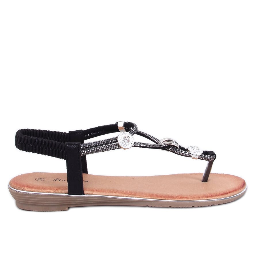 Sandałki zdobione cyrkoniami Loties Black czarne