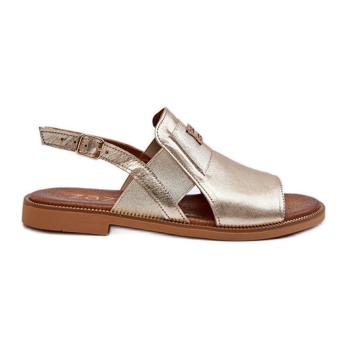 Zazoo 40385 Damskie Skórzane Sandały Złote złoty