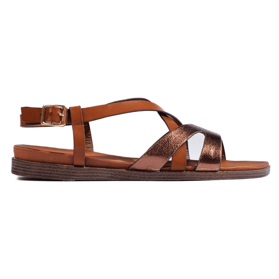 Brązowe płaskie sandały damskie Sergio Leone