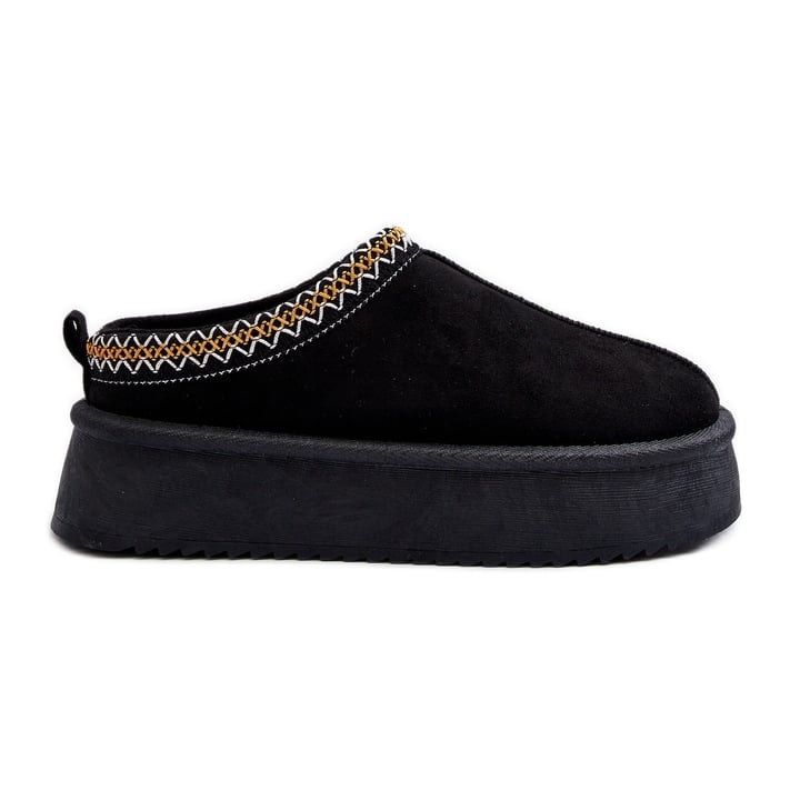 Kapcie Na Grubej Podeszwie Z Eko Zamszu Czarne Sylva