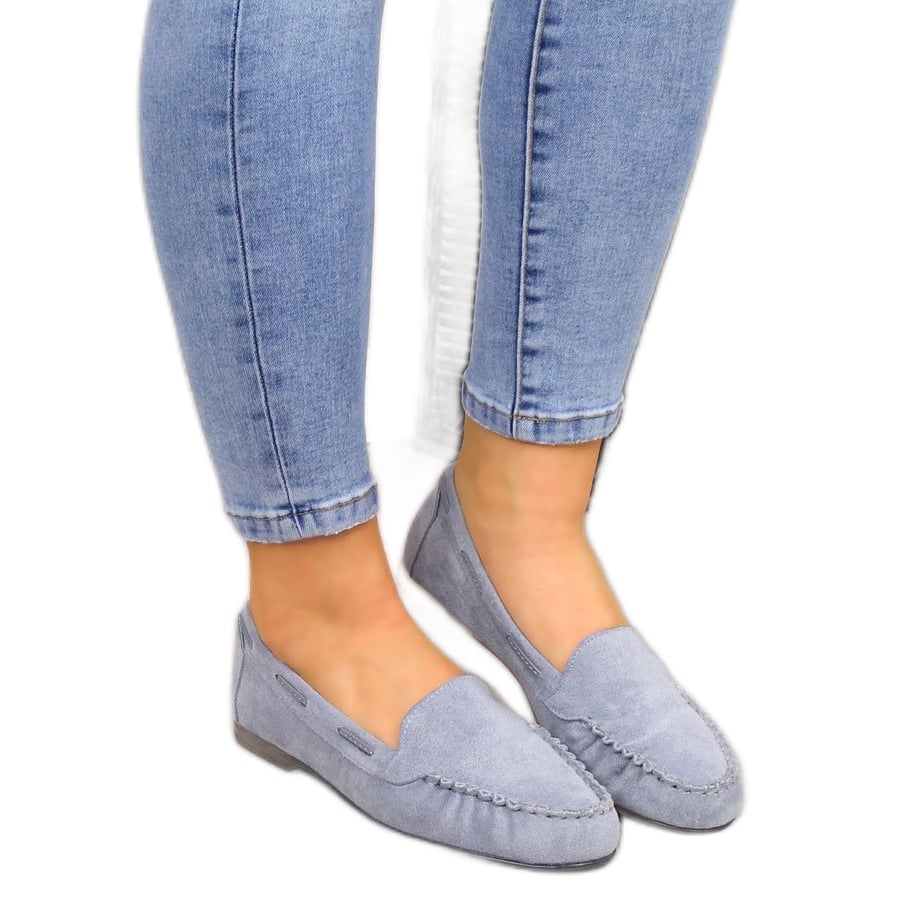 Mokasyny damskie zamszowe niebieskie Sergio Leone MK722