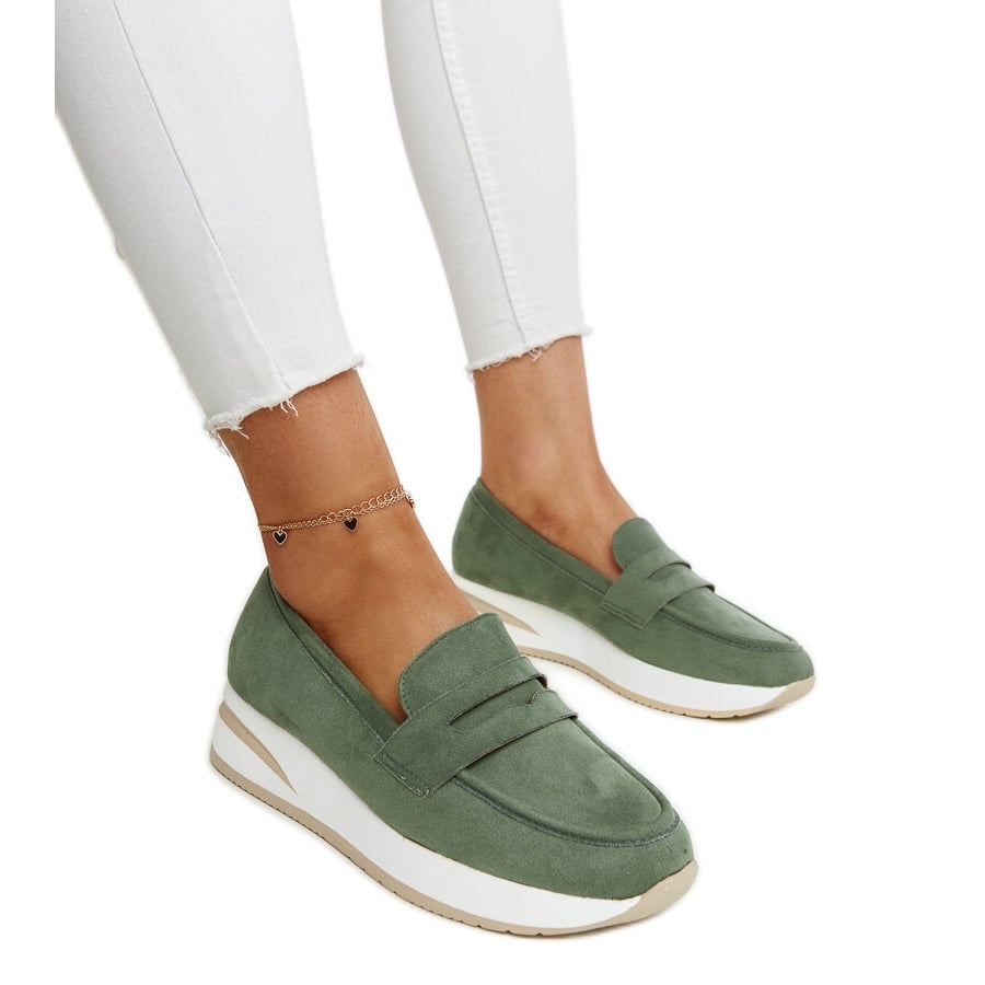 Zielone zamszowe półbuty sportowe Venla