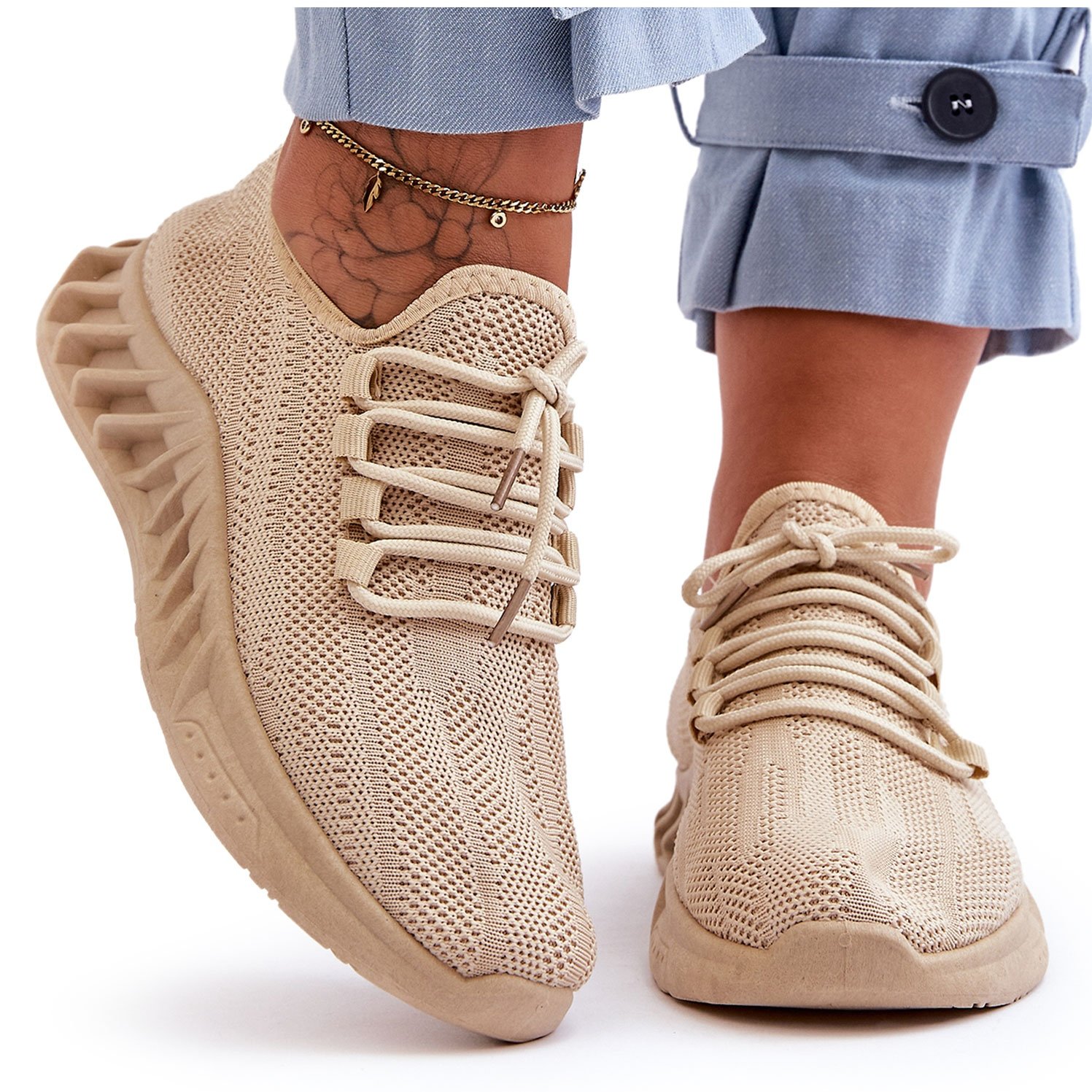 PG1 Damskie Wsuwane Materiałowe Sneakersy Beżowe Venett beżowy