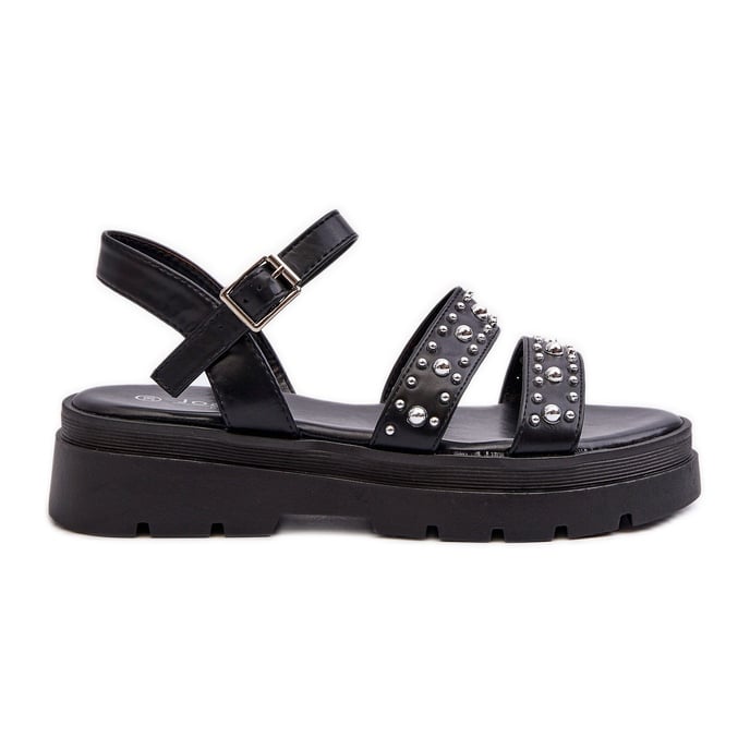 Damskie Zdobione Sandały Eko Skóra Czarne Arcida