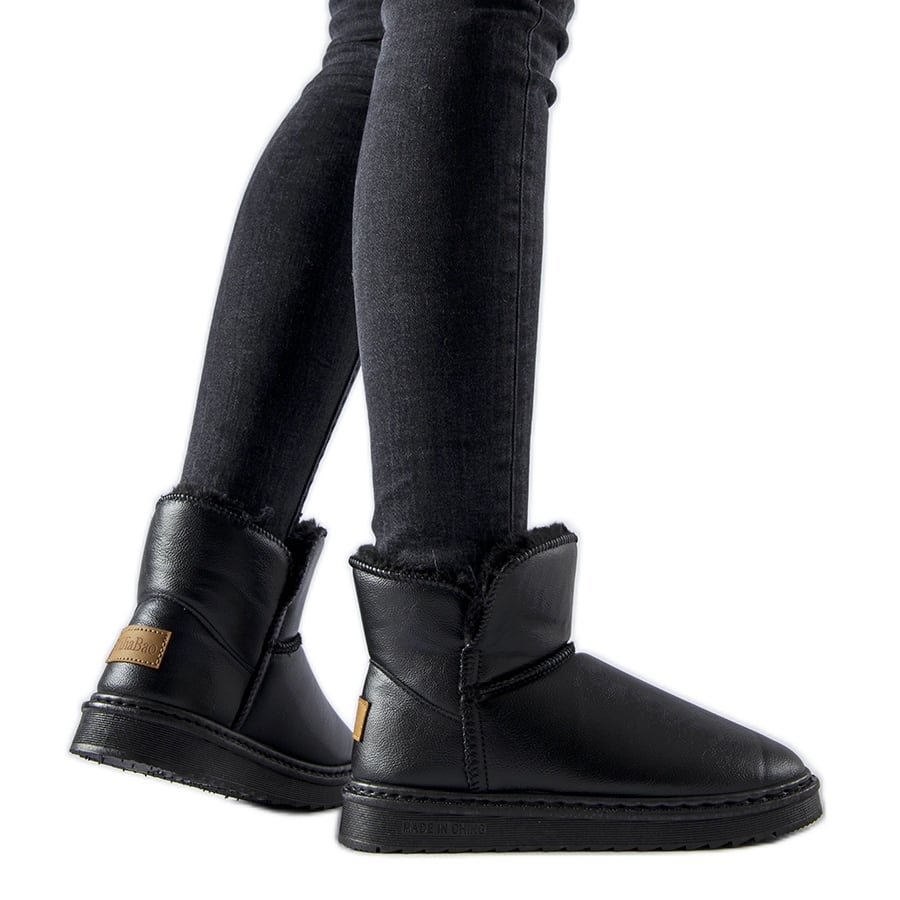 Czarne ocieplane śniegowce eko-skóra Kaufman