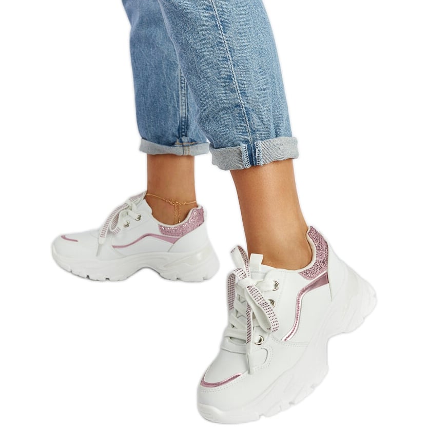 Białe masywne sneakersy z cyrkoniami Euclid