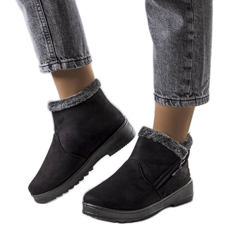 PA1 Czarne ocieplane śniegowce z futerkiem Wren