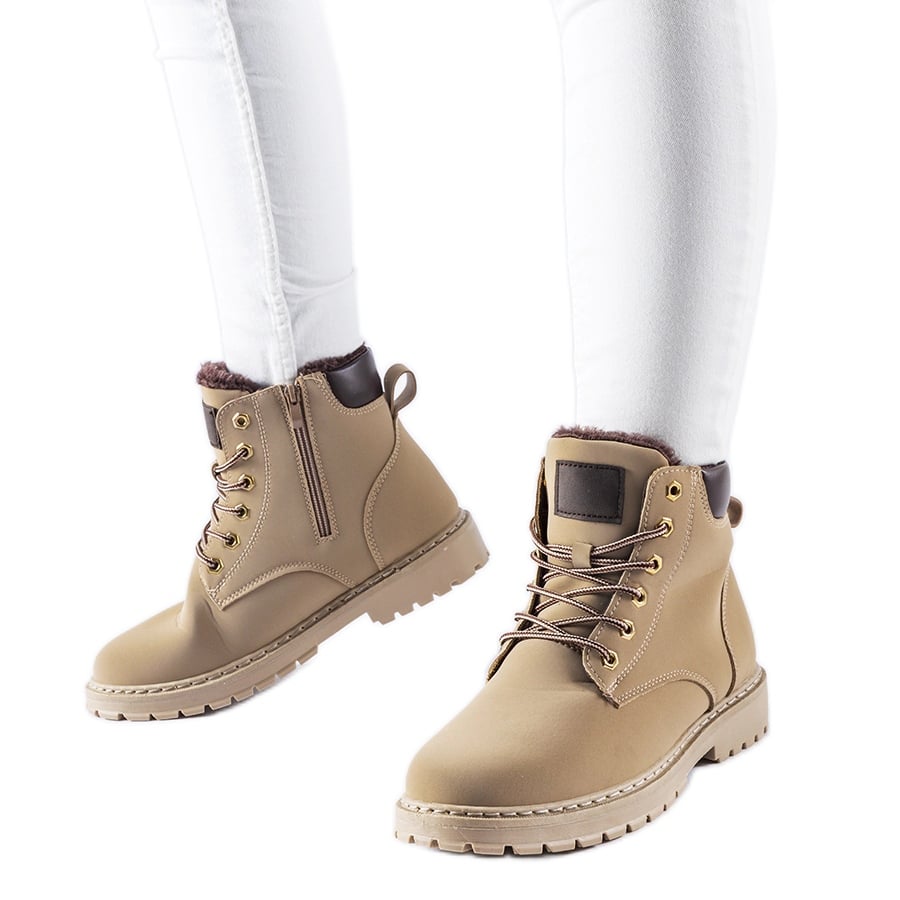 Beżowe ocieplane klasyczne workery Leonardo beżowy