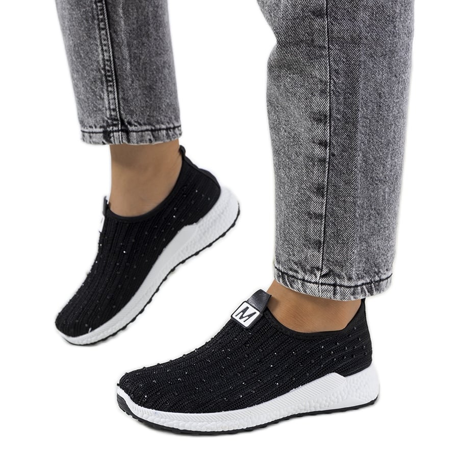 Czarne sneakersy z cyrkoniami Maasje