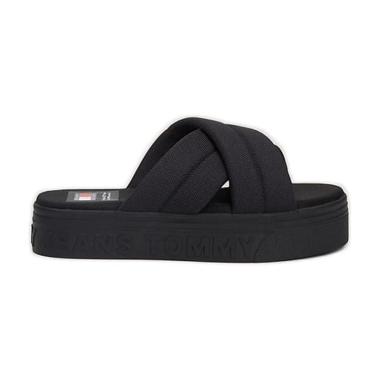 Klapki Tommy Hilfiger Lettering Flatform Sandal EN0EN02465BDS czarne