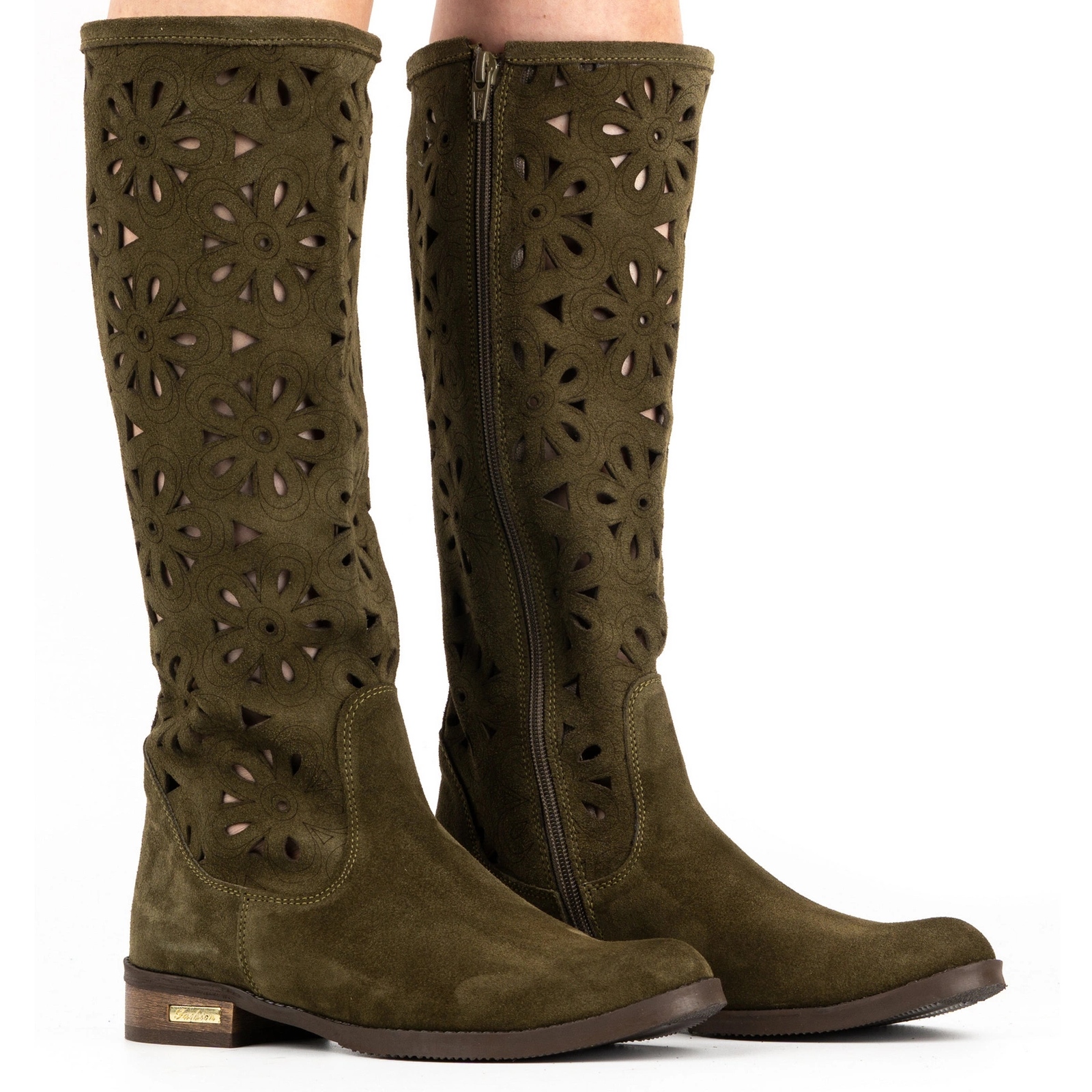 Olivier Damskie kozaki ażurowe zielone