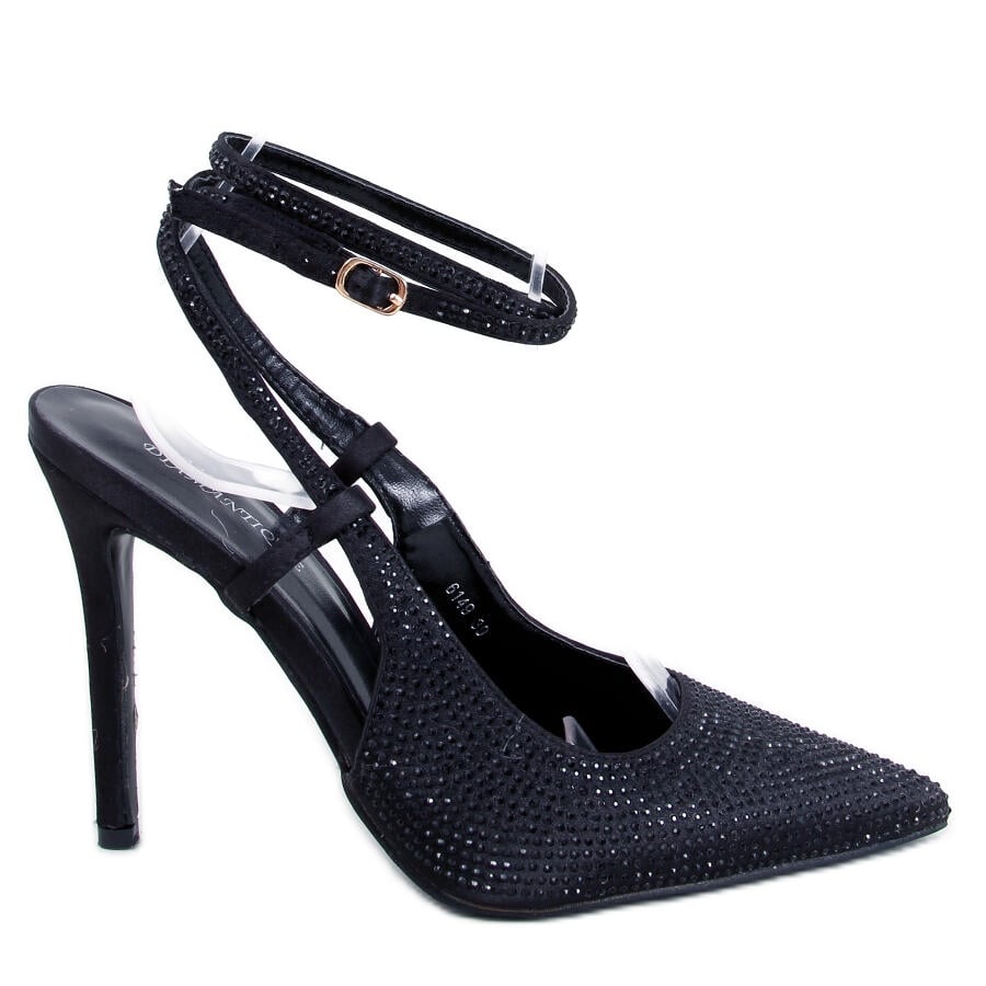 BM Szpilki wiązane z kamieniami Bonnie Black czarne