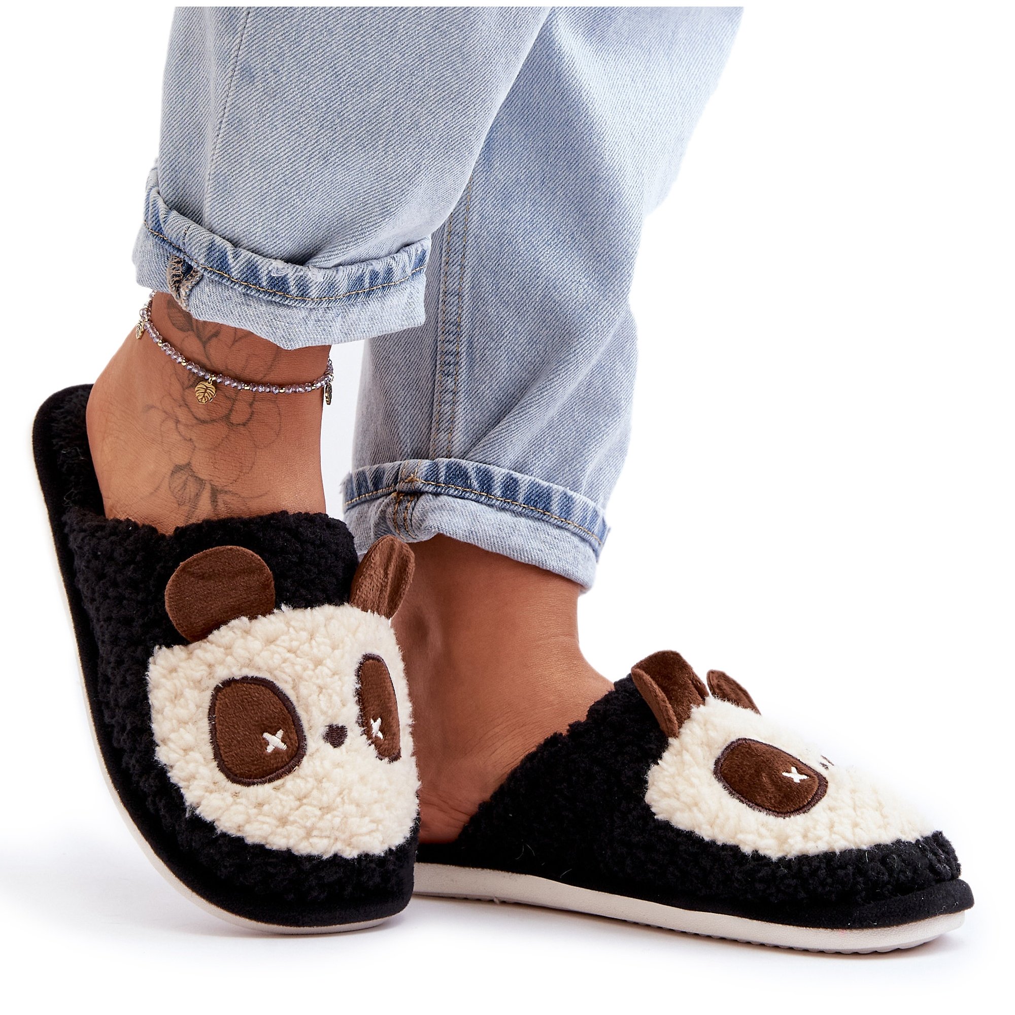 Ciepłe Kapcie Damskie Czarne Priseth