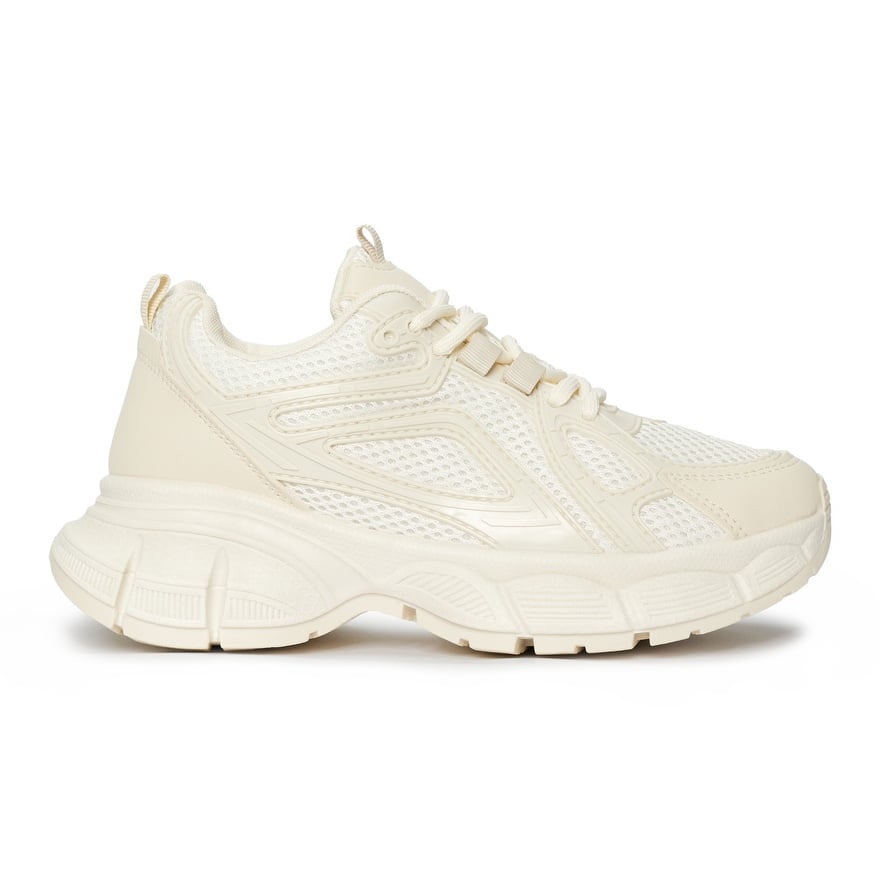 Shelvt Sneakersy beżowe na grubej podeszwie beżowy