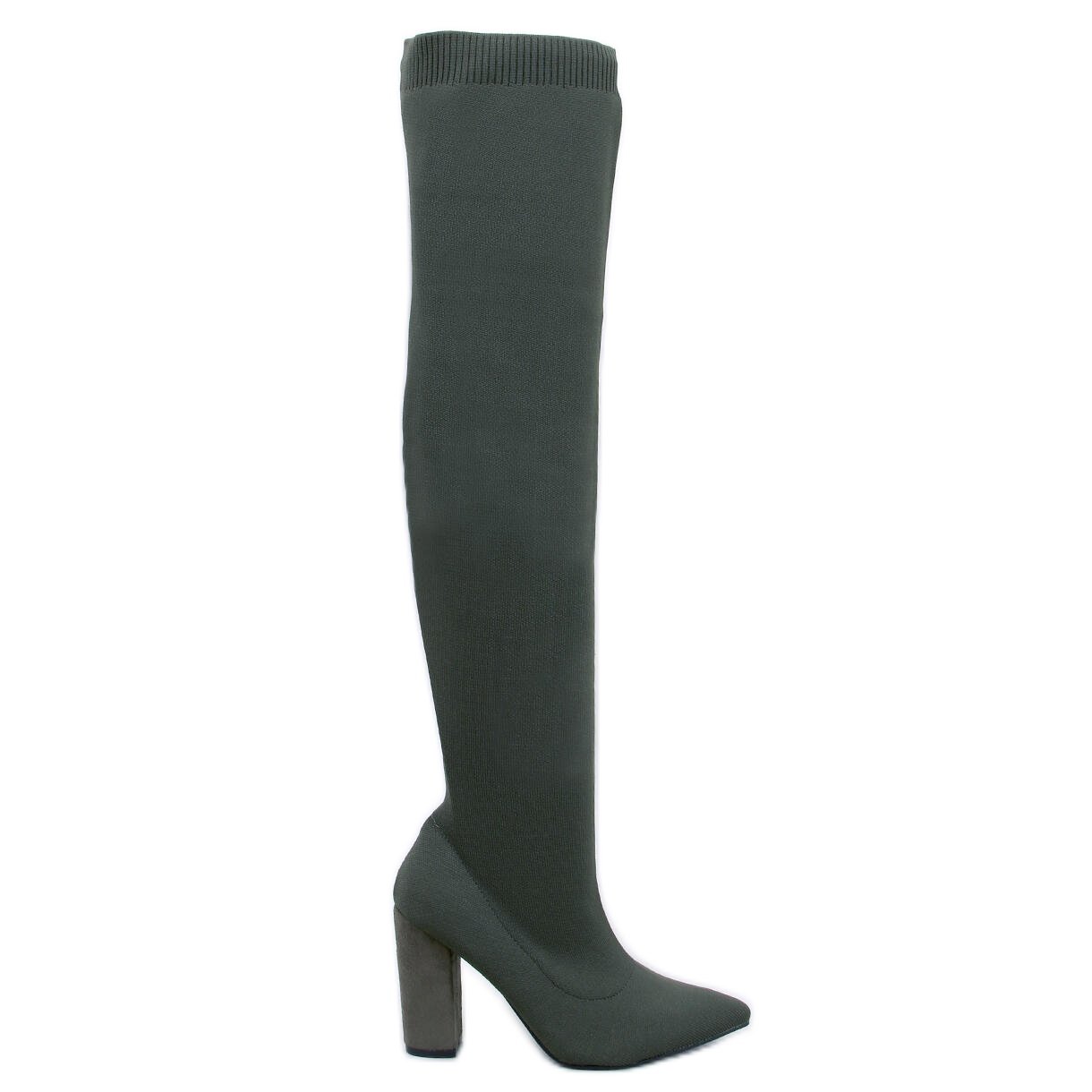 Muszkieterki na obcasie elastyczne Veronica Green zielone