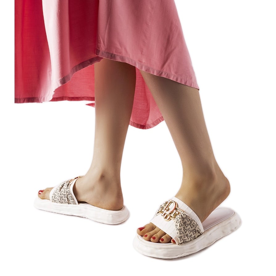 Inna Białe gumowe ozdobne klapki Bérard