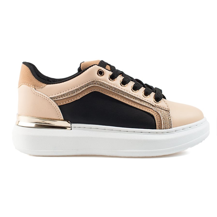 Sneakersy damskie Shelovet beżowe z brokatem beżowy