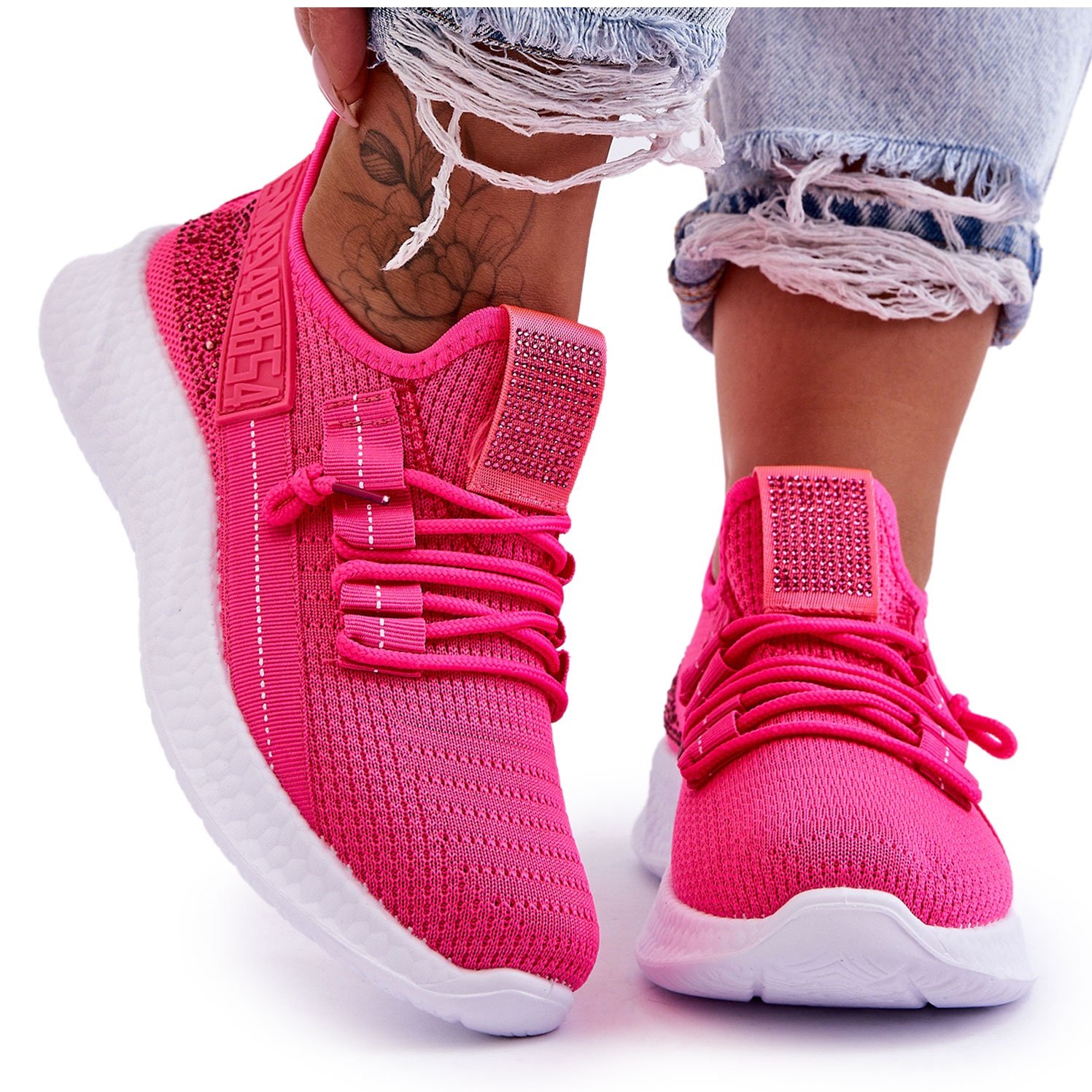 PM1 Wsuwane Damskie Buty Sportowe Neonowy Róż Hold Me! różowe