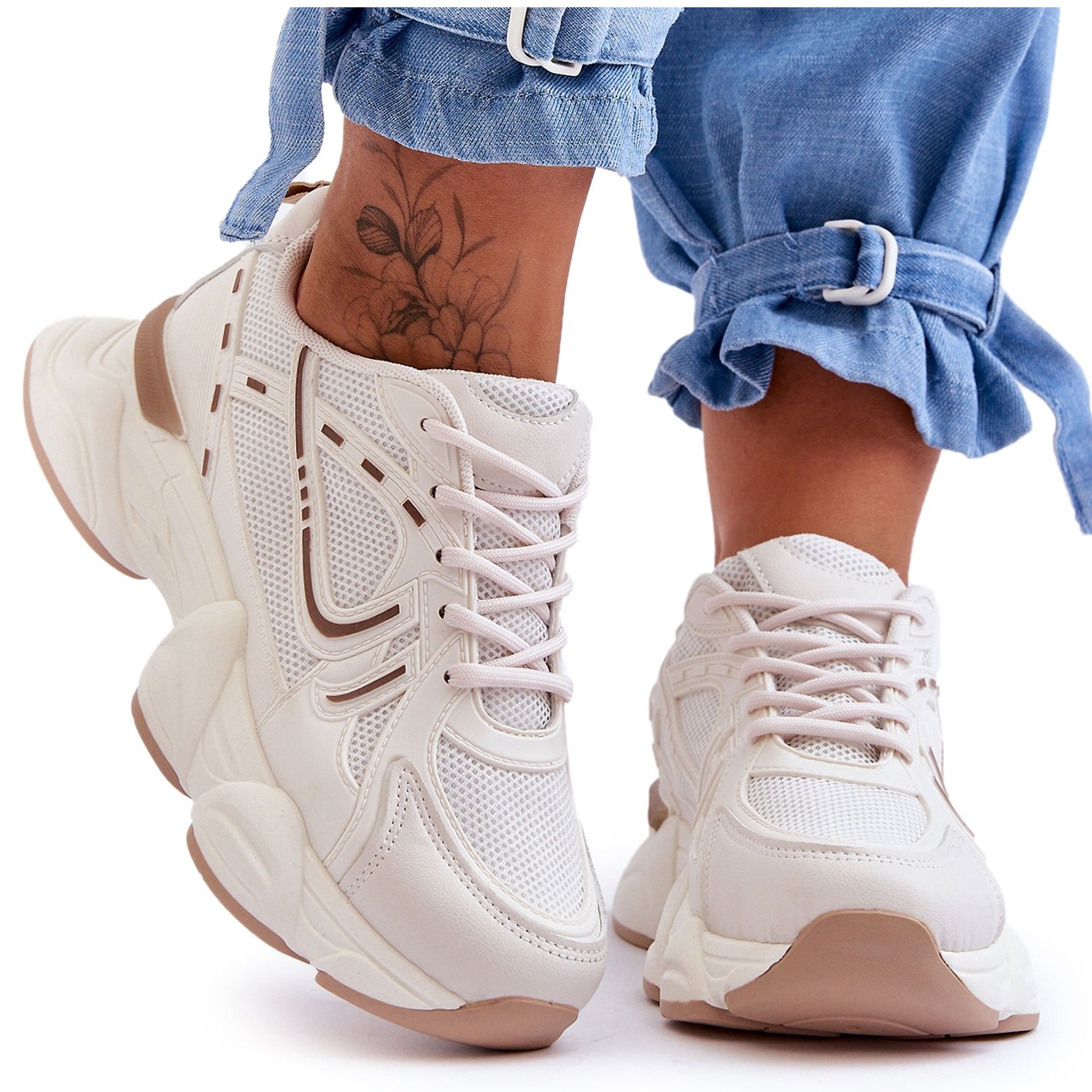 FG2 Damskie Buty Sportowe Sneakersy Beżowe Feluci beżowy