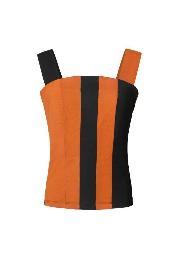 Top less waste - multikolor karmel/czerń