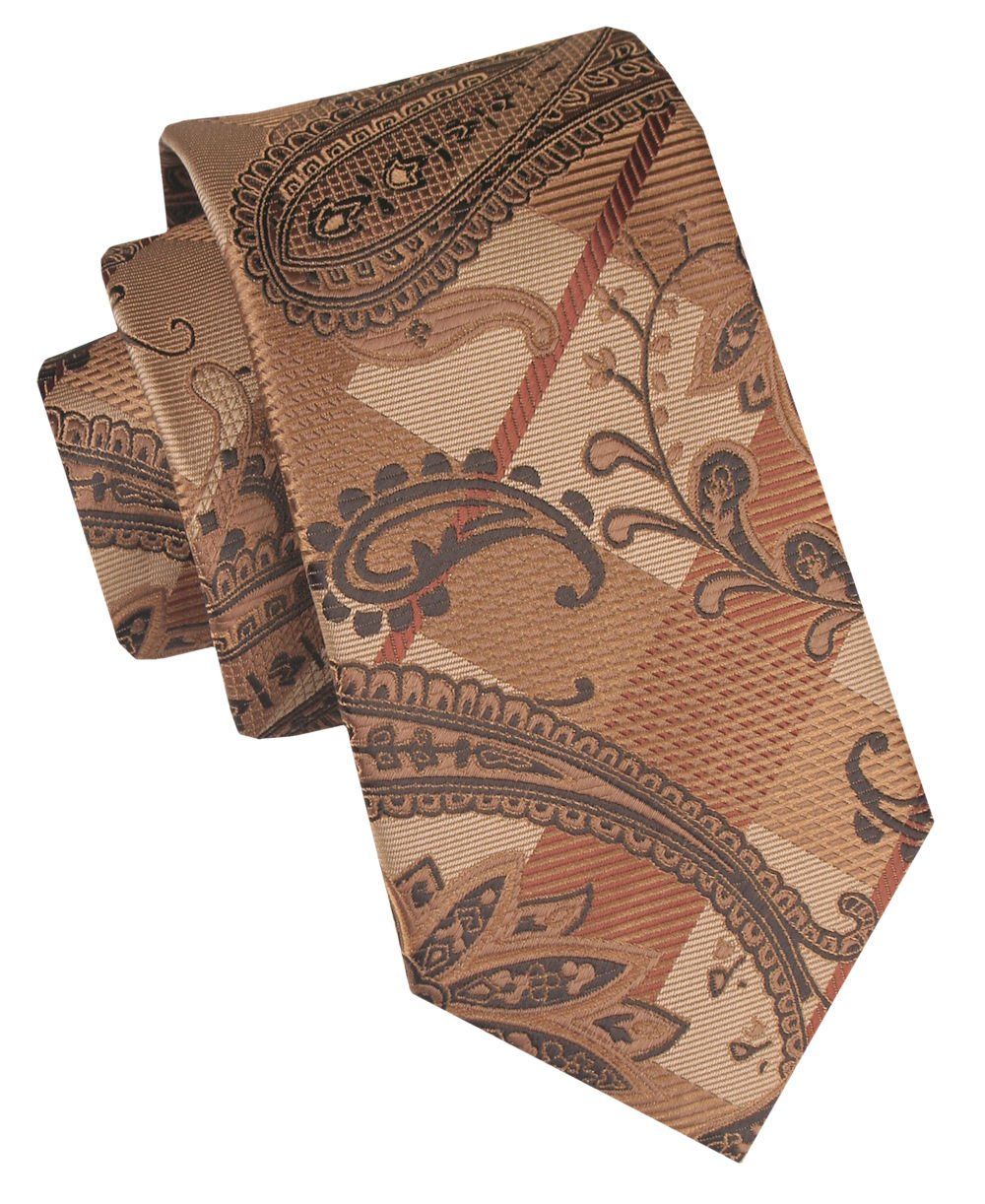 Klasyczny, Męski Krawat Alties - Duży Wzór, Odcienie Beżów