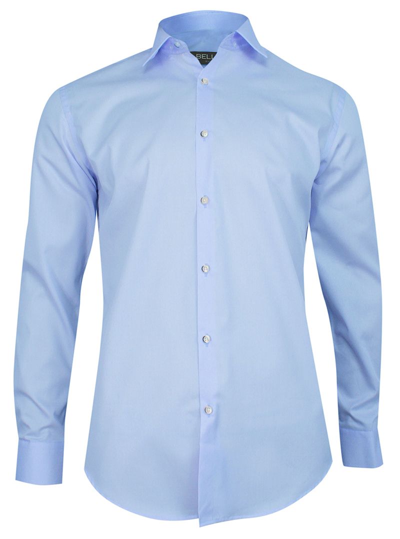Koszula Wizytowa, Niebieska z Długim Rękawem, Taliowana, Błękitna -BELLO- Elegancka, Męska