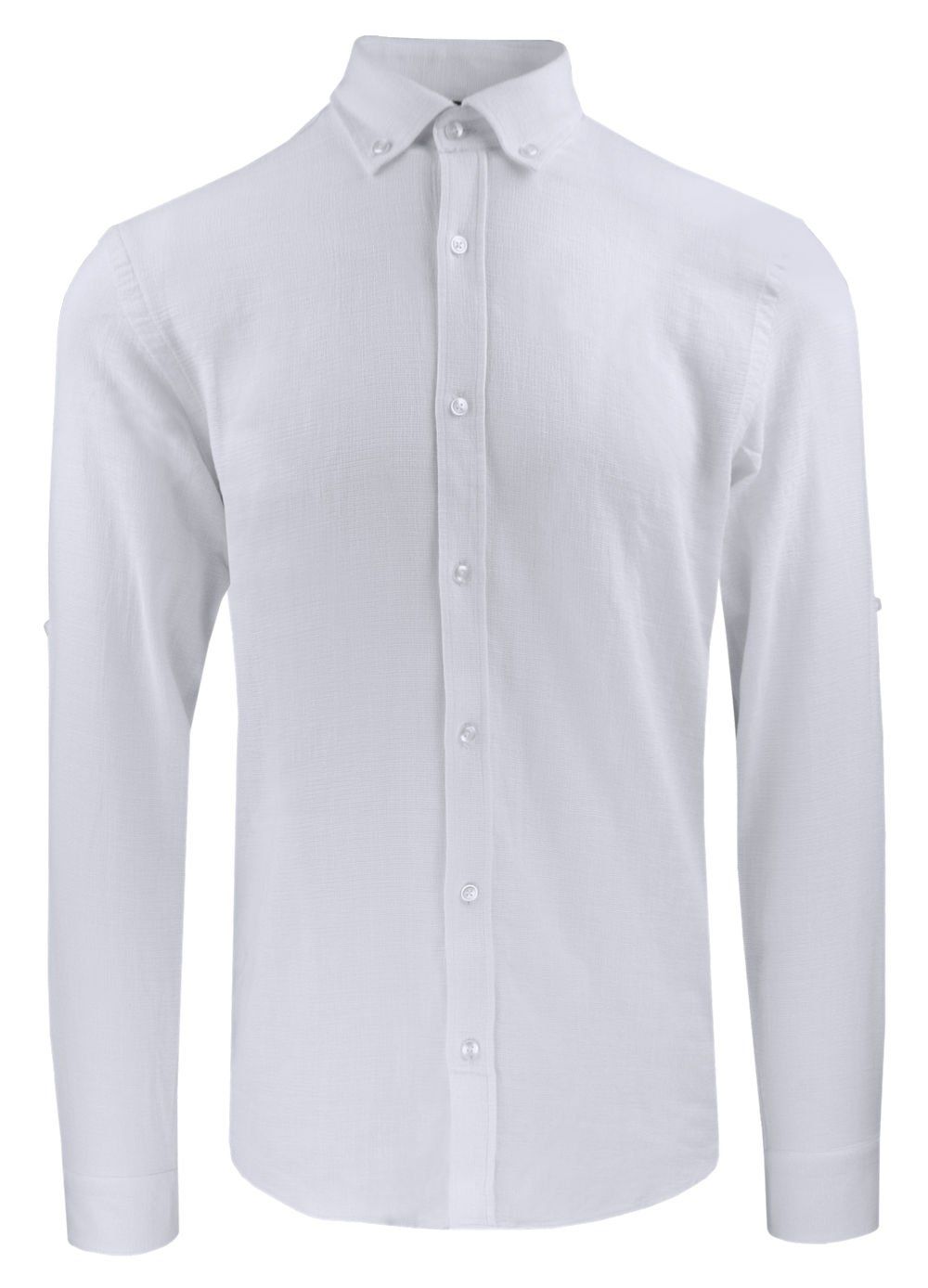 Casualowa Koszula z Lekkiej Dzianiny Bawełnianej - Victorio - Biała