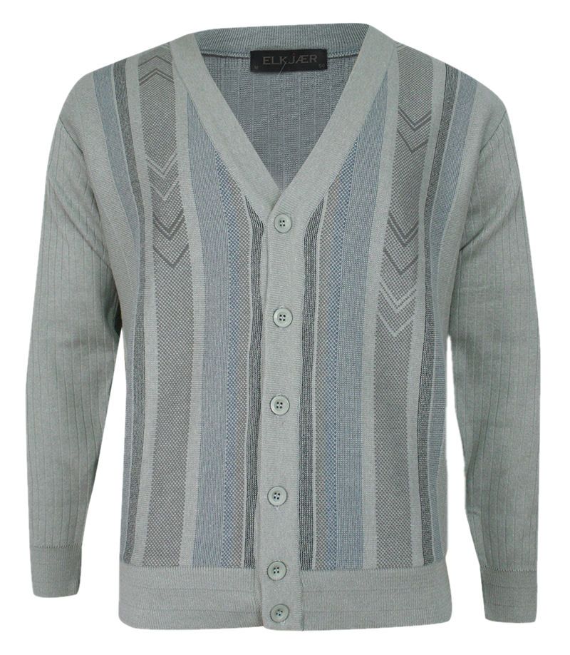 Kardigan, Szary Sweter Zapinany na Guziki, Elegancki -ELKJAER- Męski