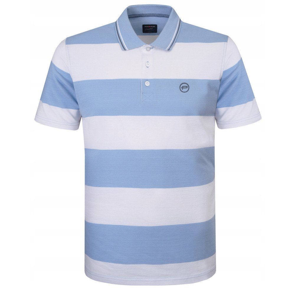 Koszulka Polo - Męska - Pako Jeans - Biało-Niebieskie Pasy