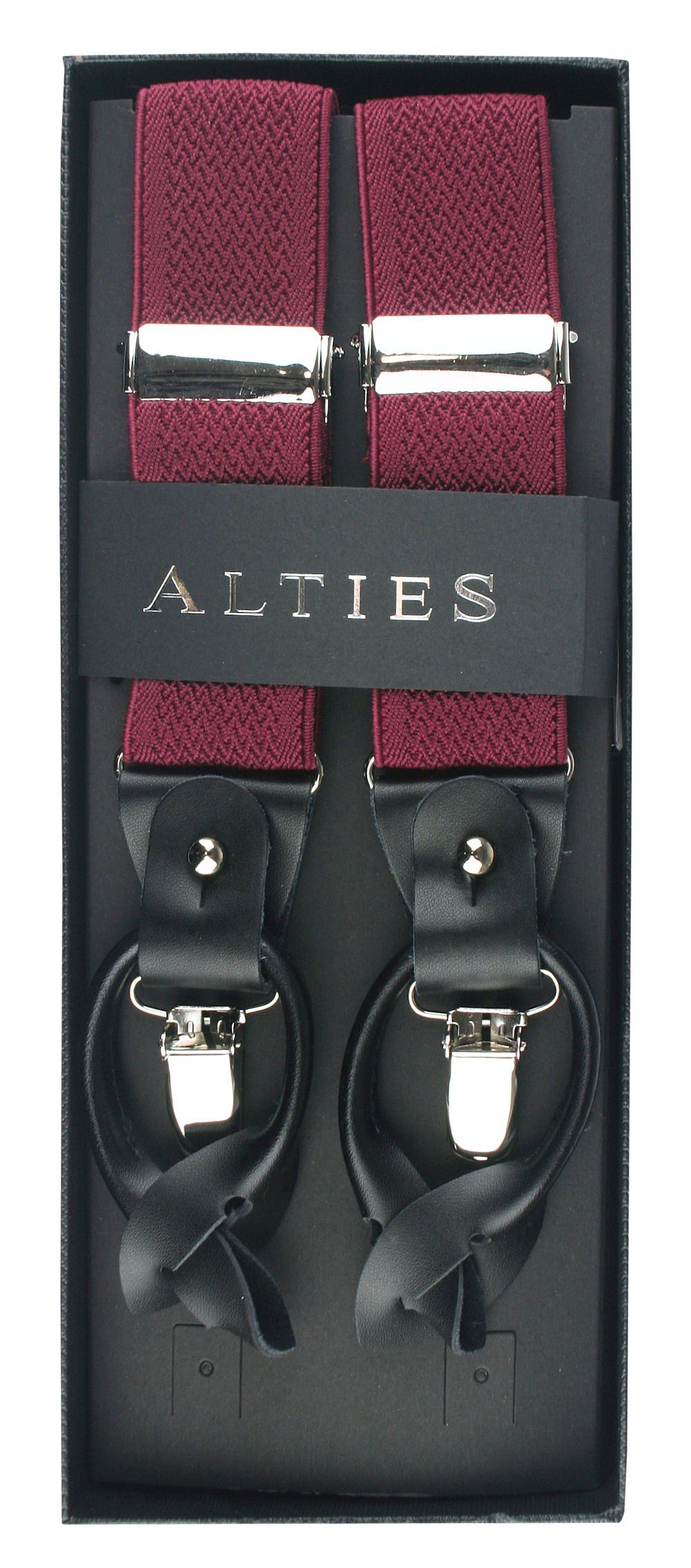 Szelki, Zapięcie na Guziki lub Żabki -ALTIES- Bordowe, Guma z Fakturą
