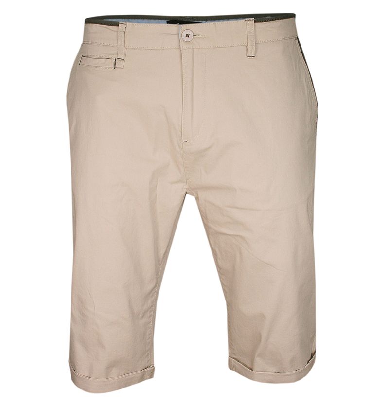 Beżowe Bawełniane Krótkie Spodenki, Szorty Męskie -JUST YUPPI- Przed Kolano, Odwijane, Eleganckie