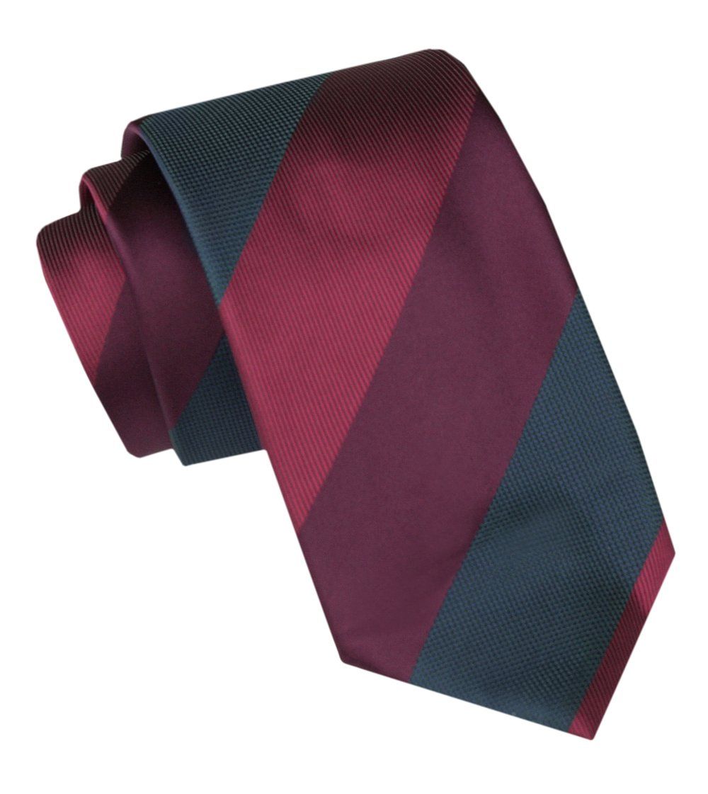 Męski Krawat - Alties - Duże Pasy, Czerwień, Bordo, Zieleń
