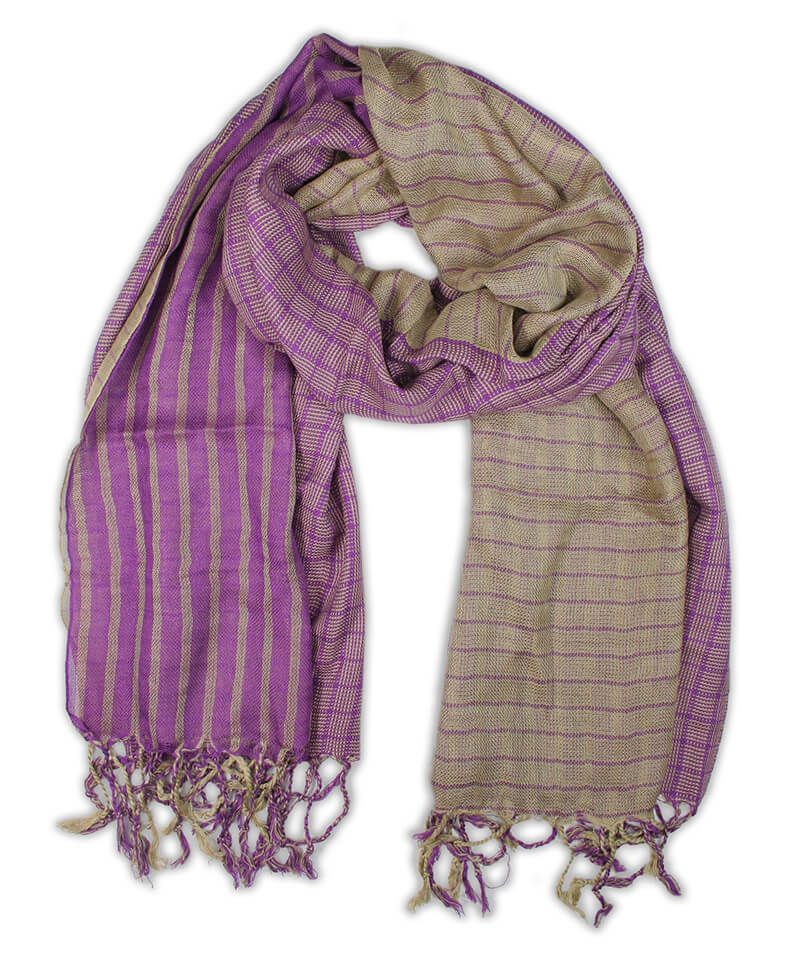 Lekki Szalik Wiosenno-Jesienny, Beżowo-Fioletowy - Męski