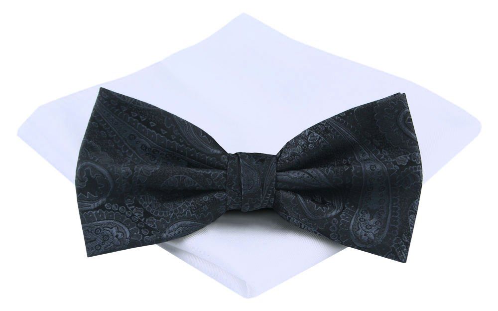 Mucha Męska z Poszetką - Chattier - Antracytowa, Wzór Orientalny