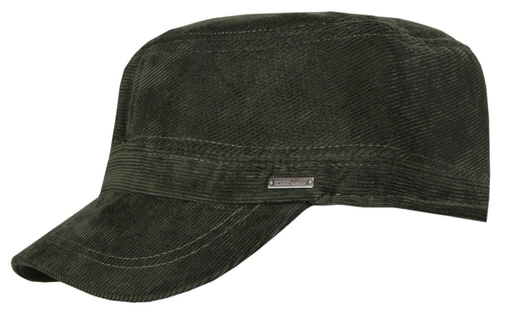 Czapka Sztruksowa Patrolówka Zielona z Regulacją i Nausznikami, Jesienno-Zimowa, z Polarem -JAREK