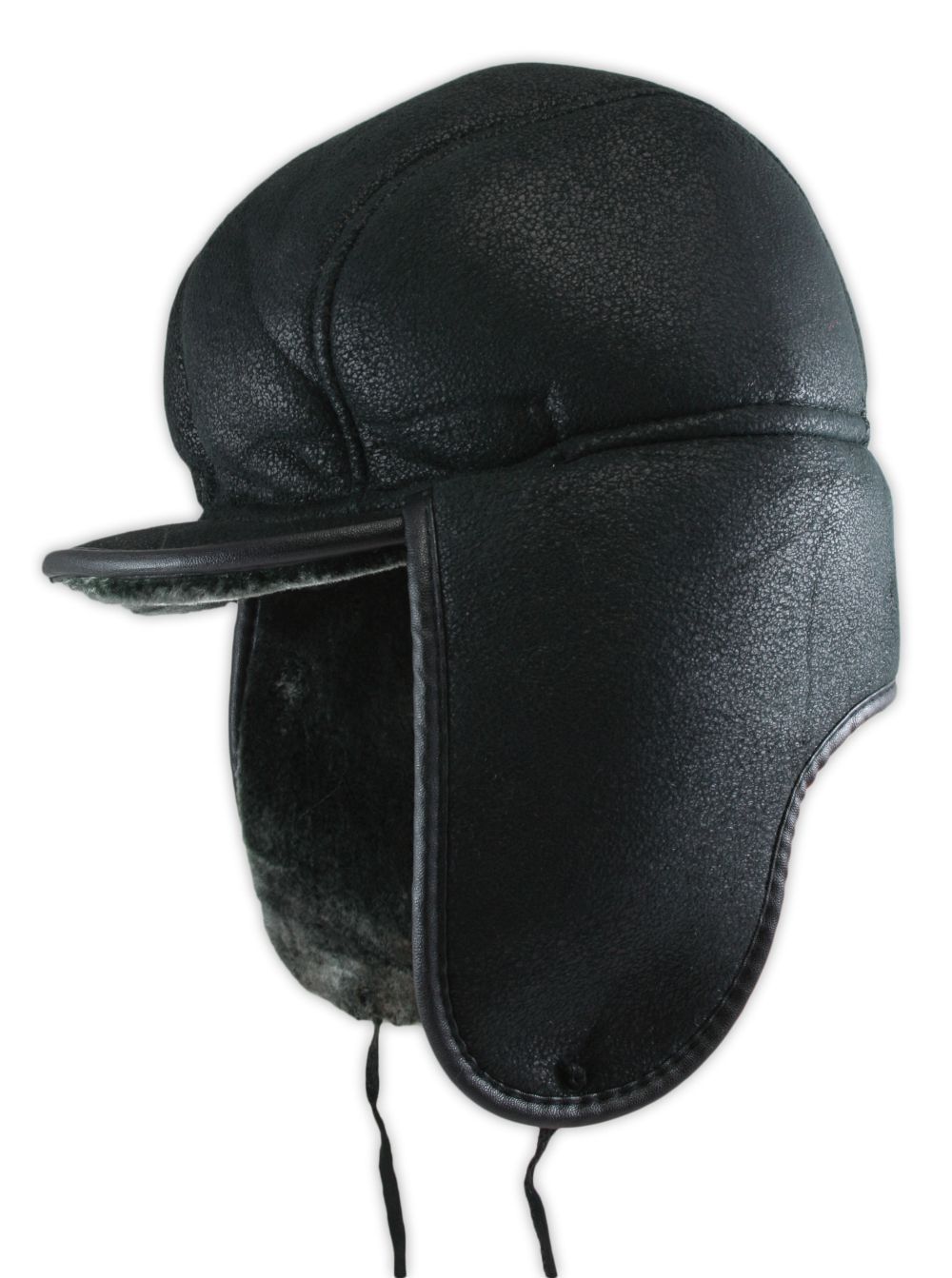 Czapka z Nausznikami, Czarna z Daszkiem, Zimowa z Kożuchem, Ciepła, Męska -JAREK