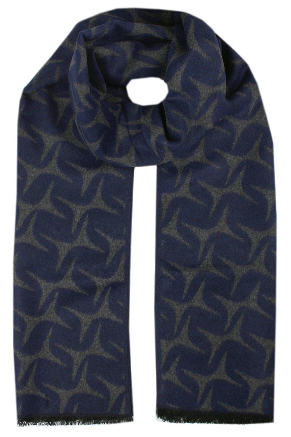 Męski Szalik z Wiskozy - Alties - Grafit, Popielaty Wzór