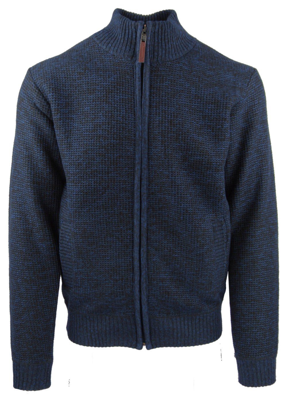 Ciepły Rozpinany Sweter z Kieszeniami - Brave Soul - Granatowy Melanż