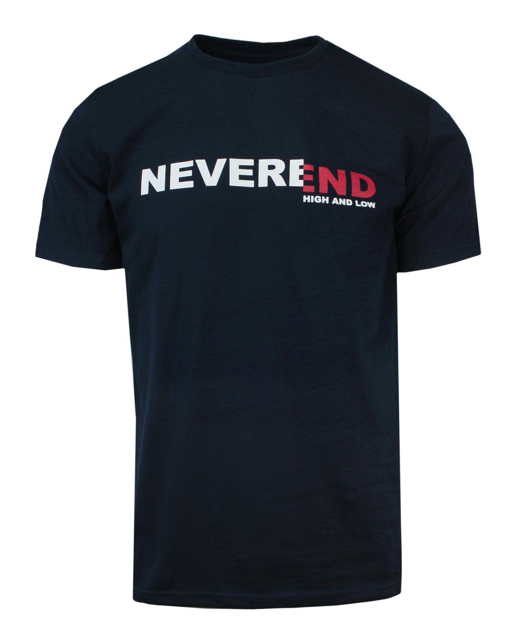 T-shirt Męski, Granatowy, Krótki Rękaw, Koszulka, z Nadrukiem, w Napisy -Just Yuppi