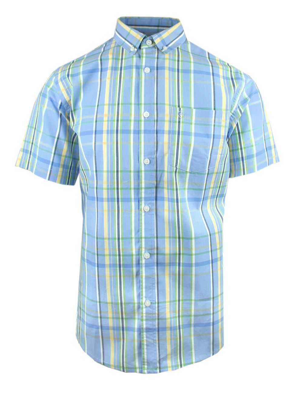 Weekendowa Koszula Męska, Krótki Rękaw - Pako Jeans - Kolorowa w Kratkę
