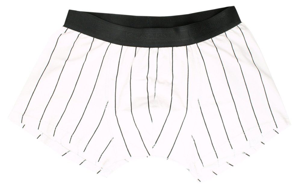 Bokserki Męskie, Białe w Czarne Paski, Prążki, Majtki Bawełniane, Klasyczne -KLAZIG