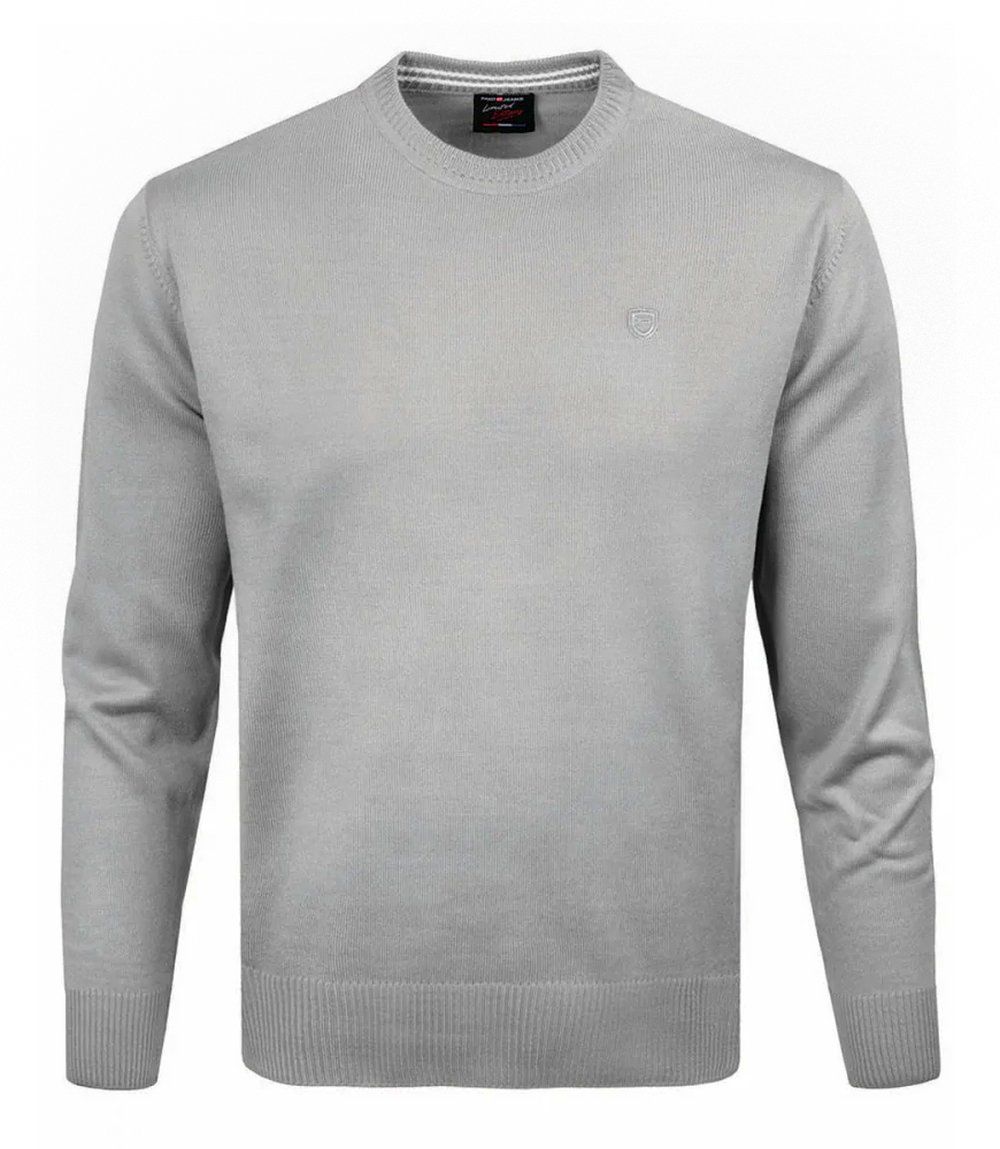 Klasyczny Wełniany Sweter, Okrągły Dekolt (U-Neck) - Pako Jeans - Popielaty