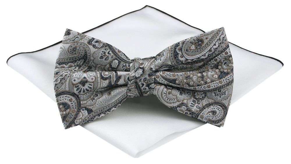 Mucha Męska z Poszetką (Zestaw) - Chattier - Odcienie Popieli i Szarości