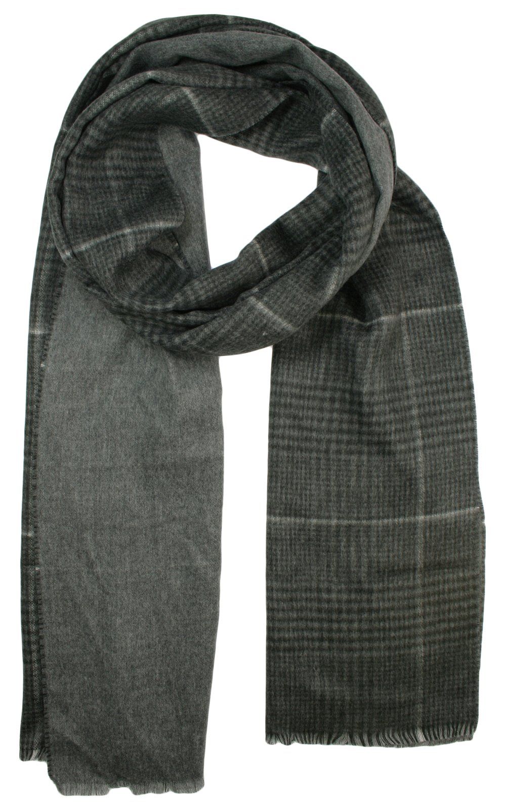 Szalik Miękki Ciemny Szary w Kratkę, Dwustronny, Męski V.Fraas -Cashmink