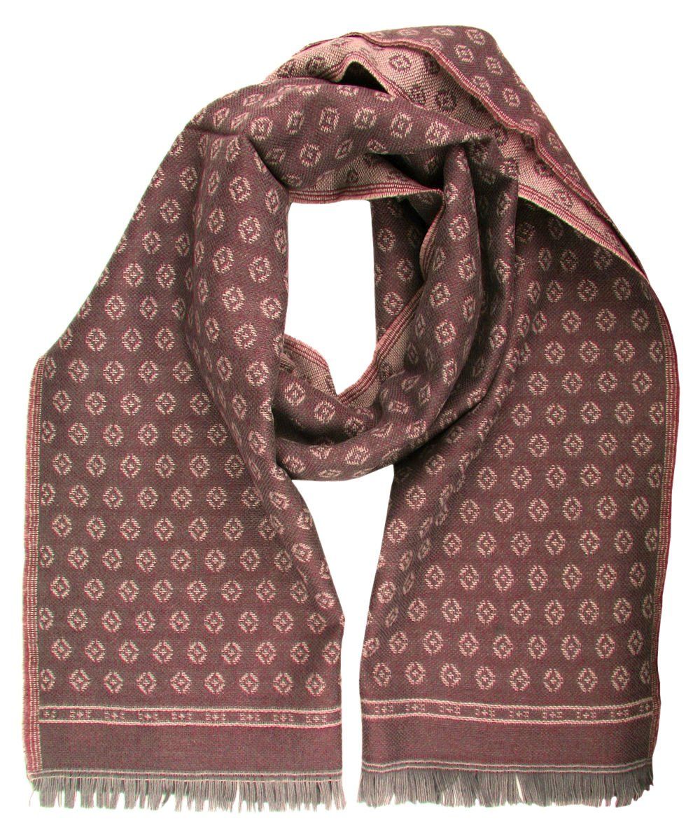 Wełniany Szalik Męski - V. Fraas - Jasny Kasztanowy, Regularny Wzór