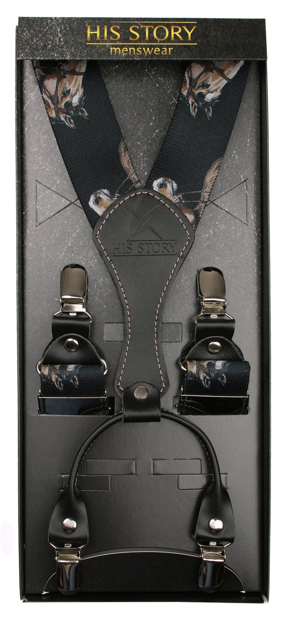 Męskie Szelki Szerokie, Skóra Naturalna - HIS STORY - Głowa Konia