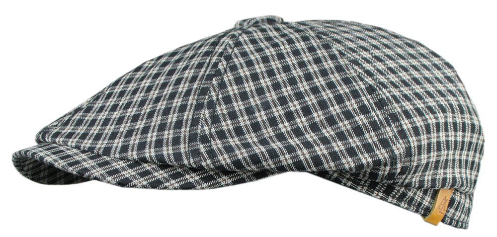 Wiosenno-Letni, Lekki Kaszkiet Męski - Alties - Czarny, Drobna Kratka