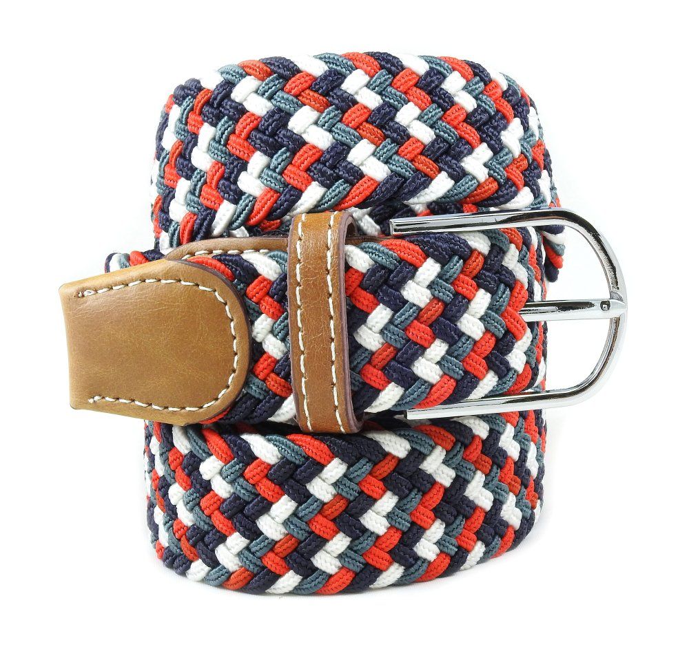 Pasek Elastyczny, Pleciony, Czerwono-Granatowy do Spodni, Casualowy, Parciany -ALTIES