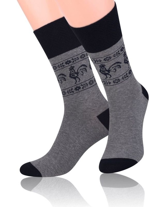 Skarpetki Steven - Męskie, Wzór Etniczny, Popiel