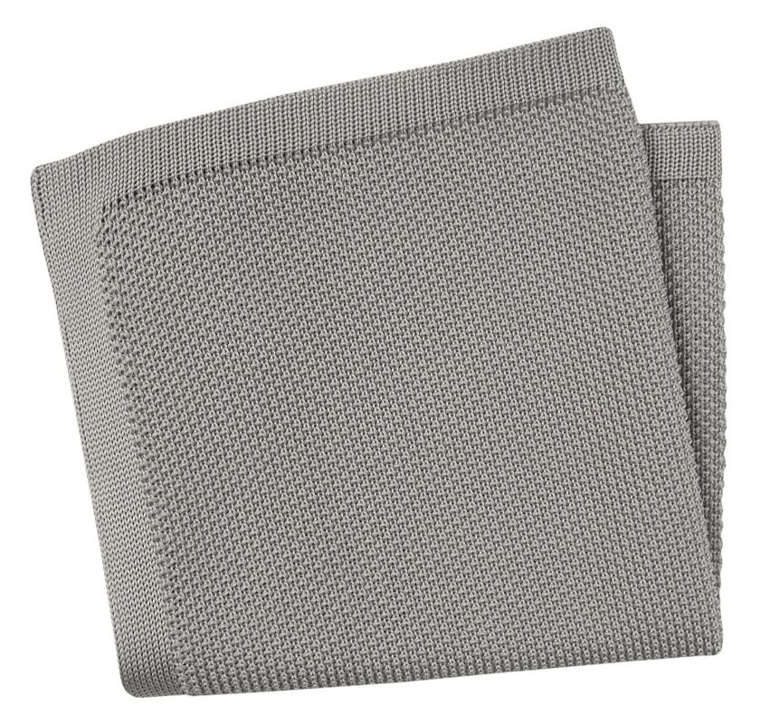 Szara Dziergana Męska Poszetka -ALTIES- 25x25 cm, Casualowa, Jednokolorowa